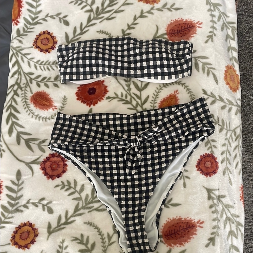 Black and White Checkered Bikini Set